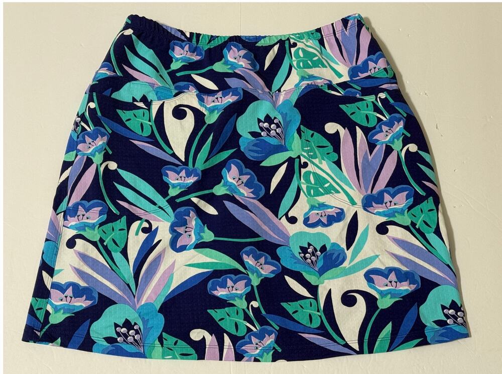 IBKUL Blue Floral Print Pickleball/Tennis/Golf Skort, Size S